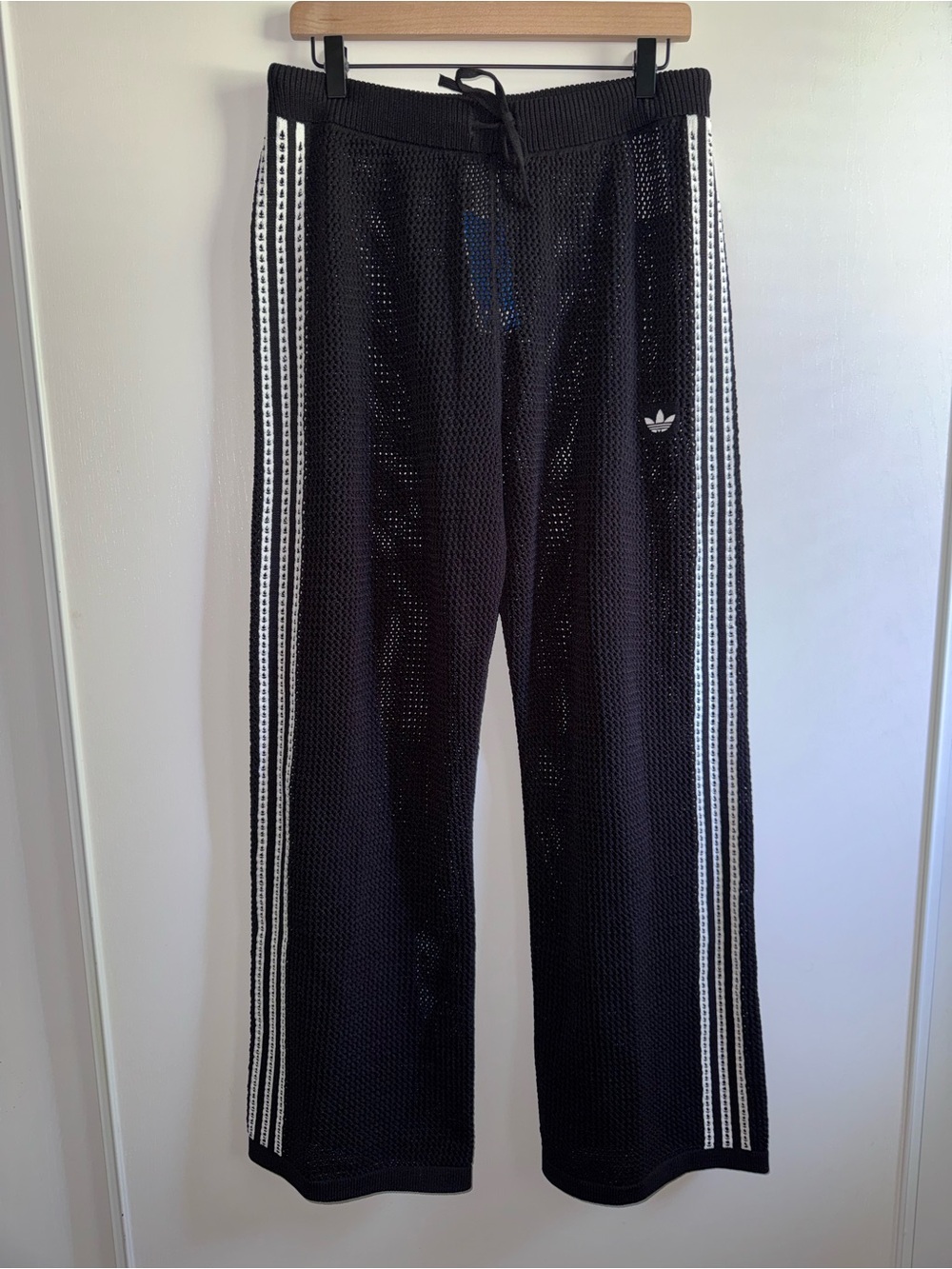 Adidas Originals Knitted Crochet Firebird Track Pants Women’s Size Large Black